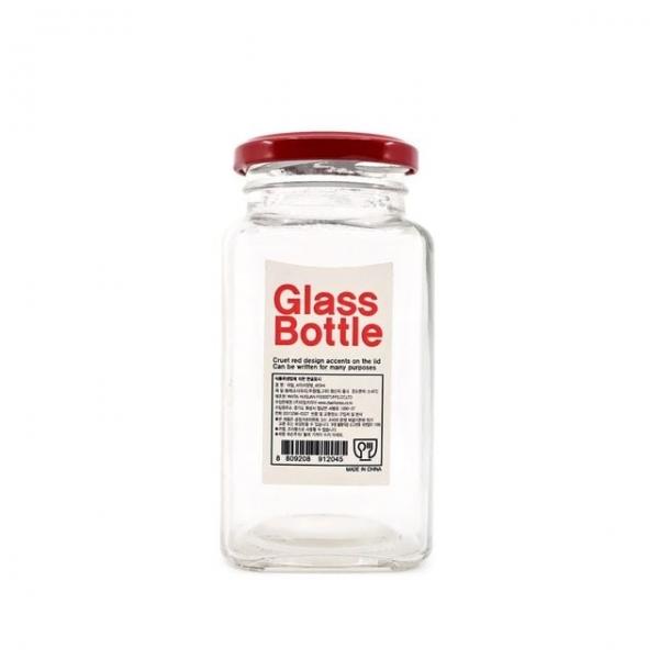 견과류사각유리병 잼병 밀폐용기 매실병 공병 대형 400ml