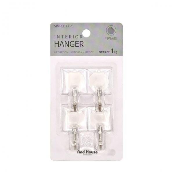 신발장투명고리 다용도후크 소품걸이후크 벽걸이 접착식후크 4개