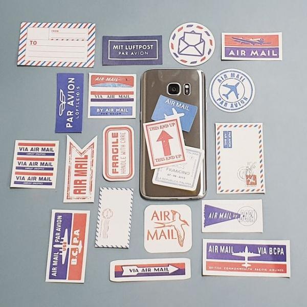 빈티지 라벨 스티커 비행기