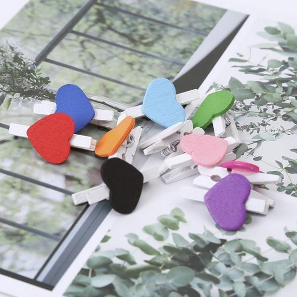 미니 하트 레드 나무 집게 10p 예쁜 사진 걸이