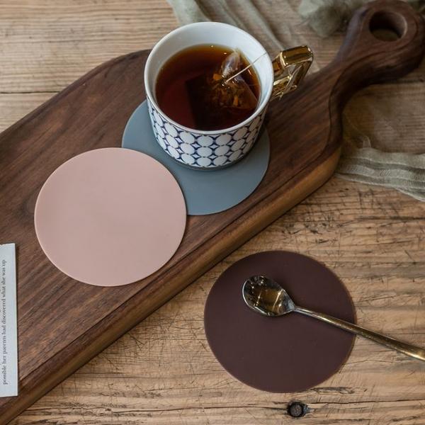 파스텔컬러 실리콘 원형 컵받침 10cm