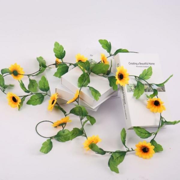 해바라기 넝쿨 조화 덩쿨 조화꽃 나뭇잎 2.5M 1줄