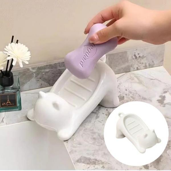 귀여운 욕실 고양이 비누 받침대 물빠짐 비누 케이스