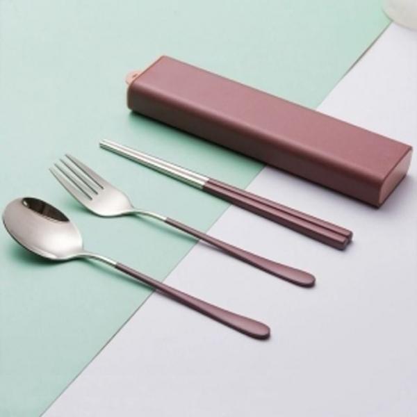 식도락 휴대용 수저 포크세트 브릭레드 휴대젓가락숟가락세트 휴대포크수저세트