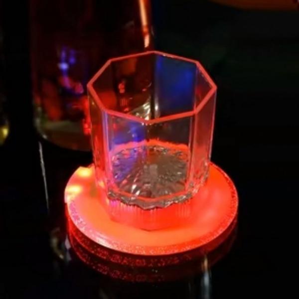 자동 LED 컵받침 레드 파티코스터 라이트코스터