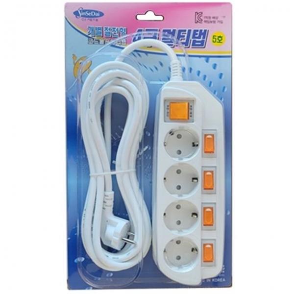 4구 절전형 멀티탭 4m 접지절전코드