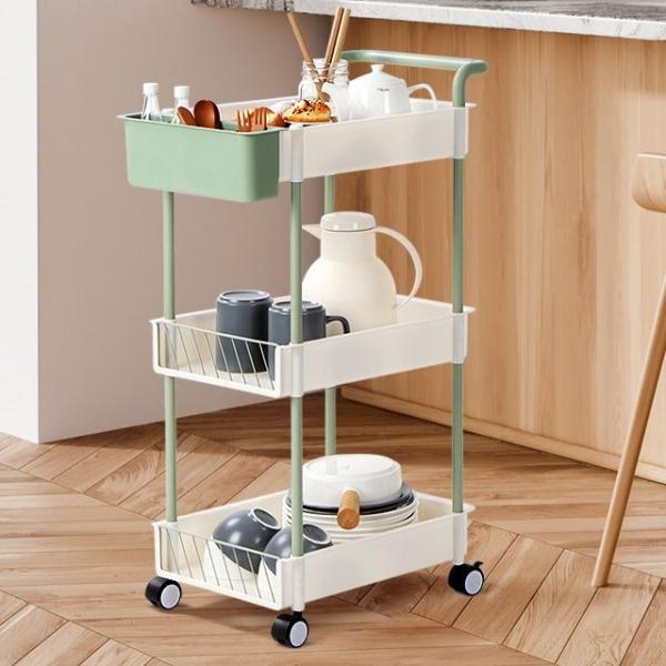 무빙트롤리 3단 주방웨건 수납함 이동식카트 철제미용