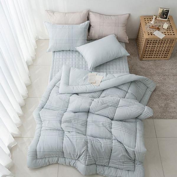 민트 무브체크 베이직 슈퍼싱글 차렵 이불 패드세트