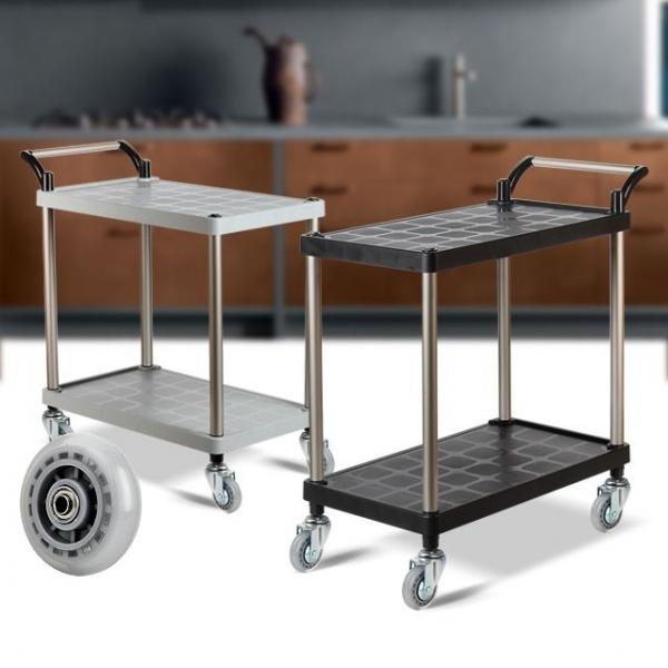 플라스틱 PP 2단 중 무소음바퀴 이동식선반 트롤리