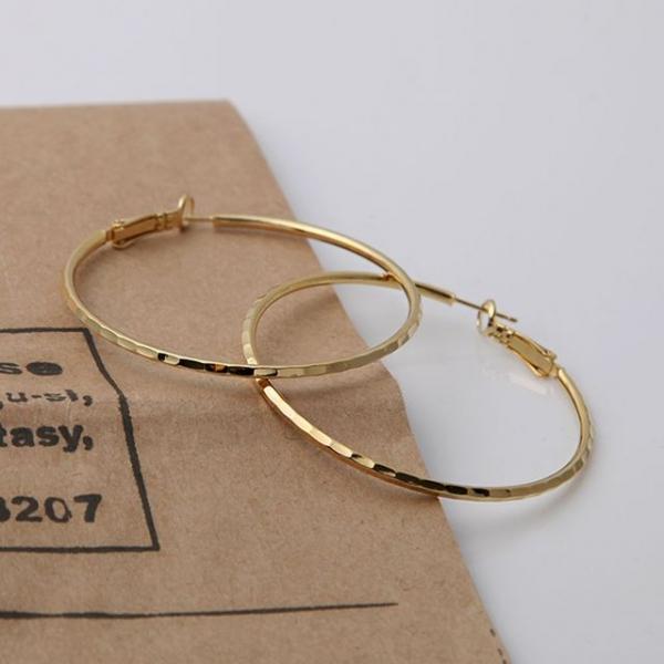 14K GF 골드필드 핀 컷팅 빅 링 귀걸이