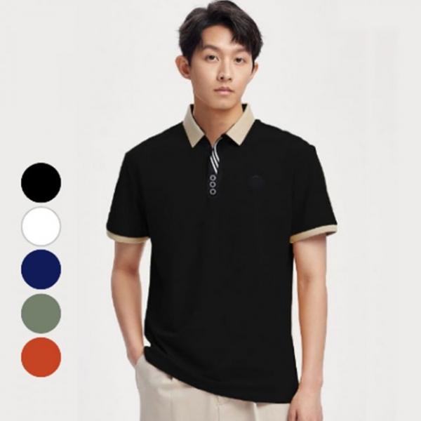 V넥 투톤베이직 데일리 카라 골프 반팔 티셔츠