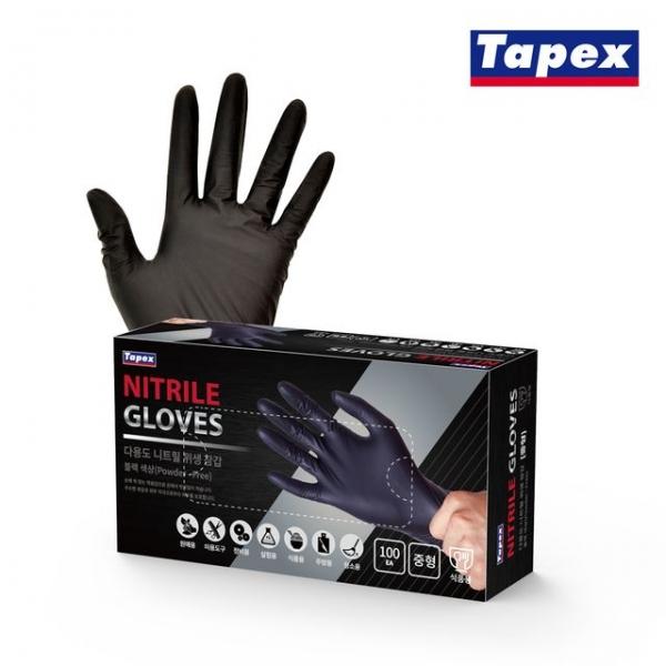 테이팩스 니트릴장갑 블랙(중)-100매