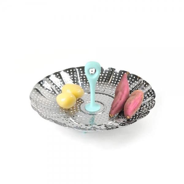 손잡이가 있는 접이식 스텐 찜기 28cm