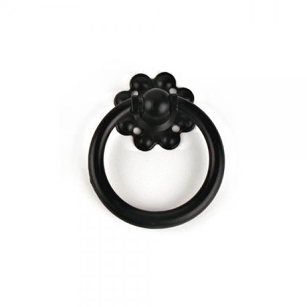 인테리어 손잡이 꽃링고리 흑색 70mm