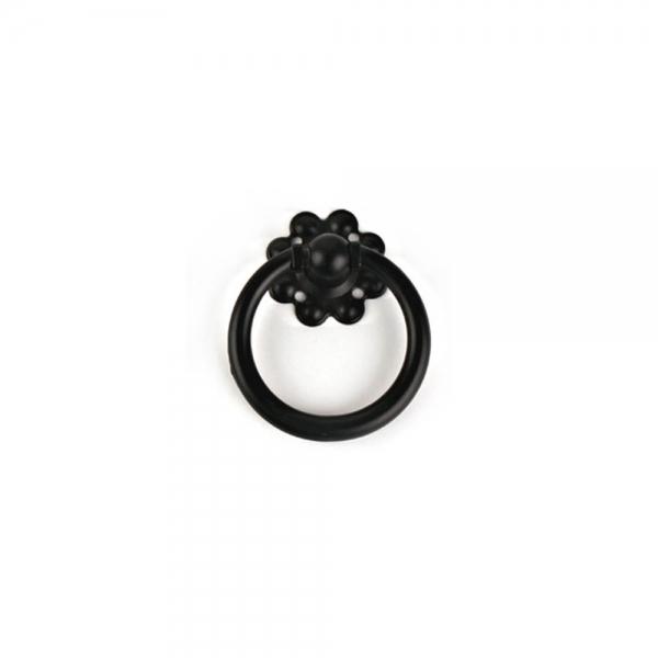 인테리어 손잡이 꽃링고리 흑색 40mm