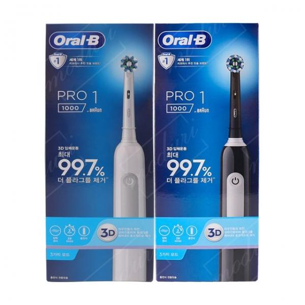 오랄비 프로1000 전동칫솔 화이트블랙세트