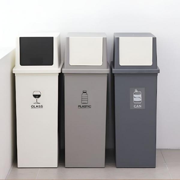 분리수거함 푸쉬도어 50L 대용량 휴지통 쓰레기통(국내생산/하비디자인)