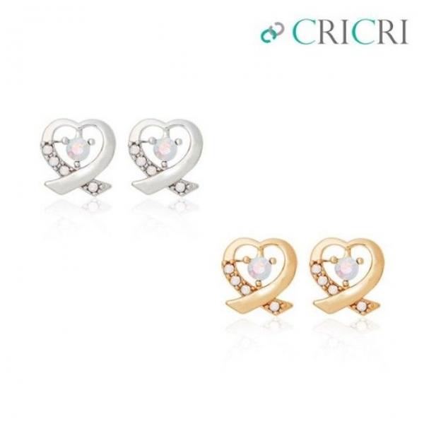 CRICRI  크리스탈 제작 하트 은침귀걸이