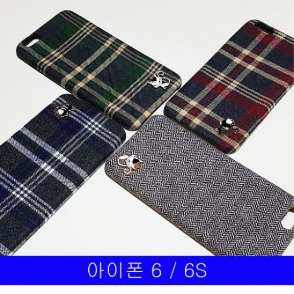 8 체크 고양이 패브릭 케이스