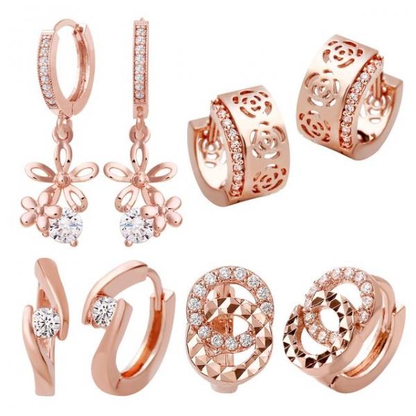 14K 금침 로즈골드 러블리 플라워 원터치링 귀걸이