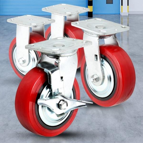 경중량용TPU 6 적색/바퀴캐스터 에어 고무발통 무소음