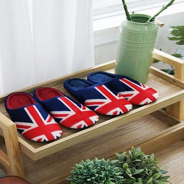 보들보들한 따뜻한 극세사 유니언잭 슬리퍼