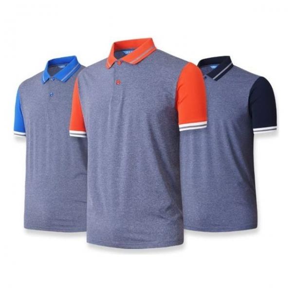 (티셔츠(카라))스판덱스 배색티 반팔