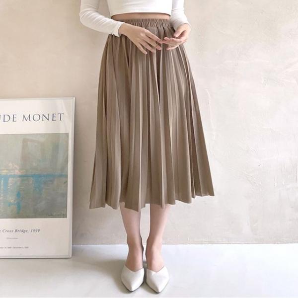 롱스커트 주름스커트 봄치마 밴딩 A라인 쉬폰 플