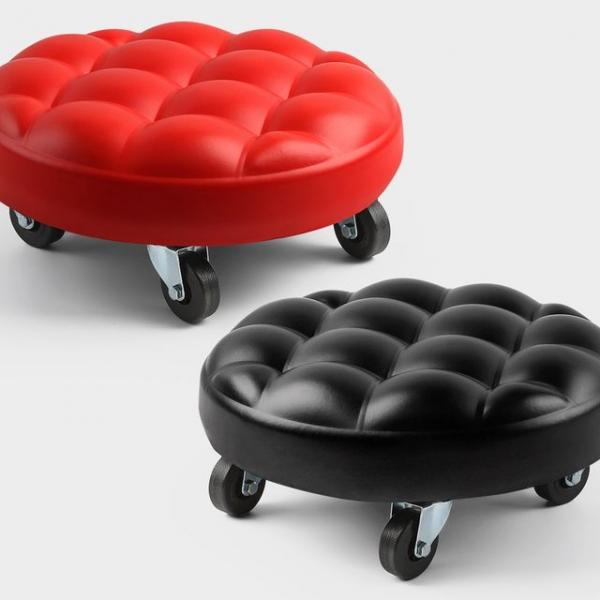 견고한 스틸바퀴 작업의자 원형 쿠션의자 엠보싱 2종