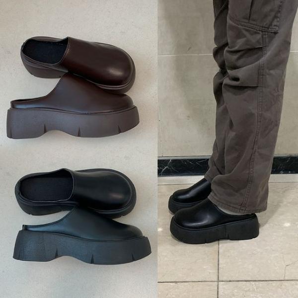 라운디뮬통굽블로퍼 플랫폼 슬리퍼 키높이 청키 신발