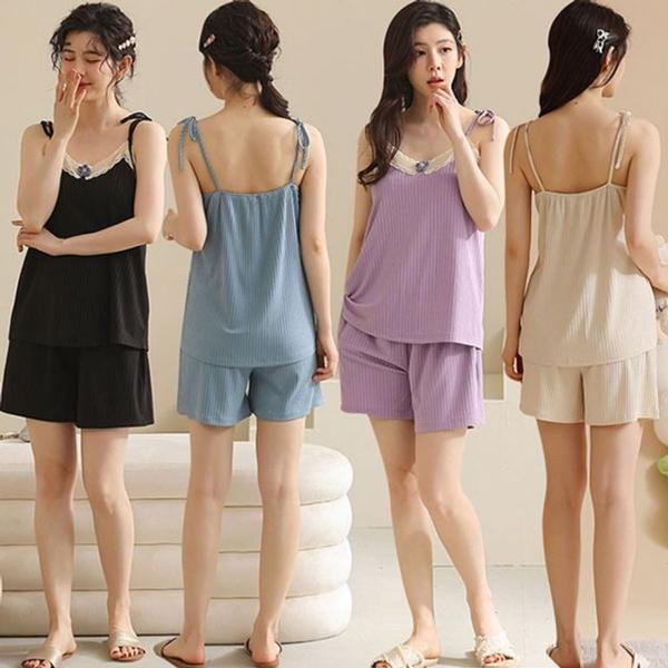 데일리 홈웨어 잠옷 나시 4컬러 셋업