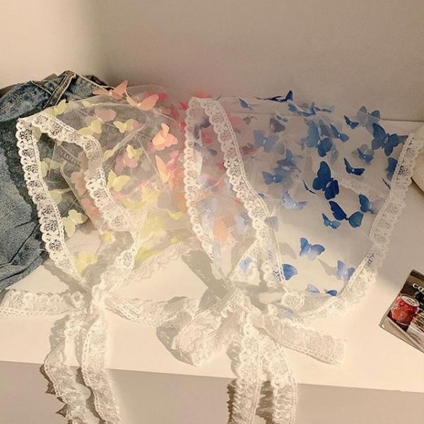 레이스 나비 머리 두건 스카프