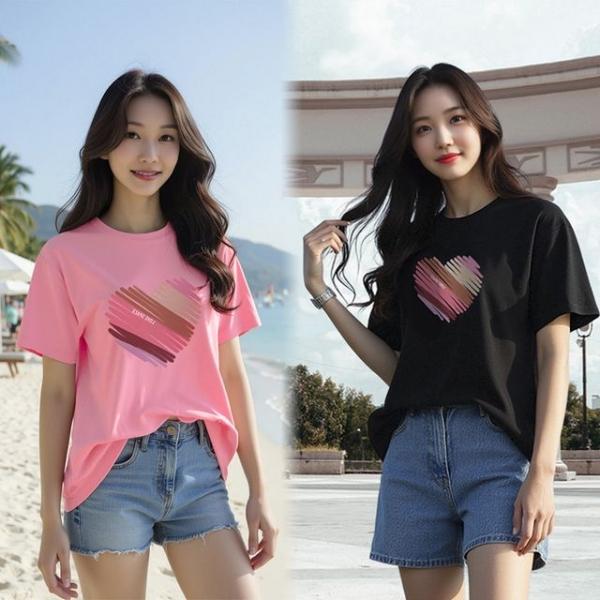 시원한 루즈핏 스판 반팔티 실켓티 기본 아트웍