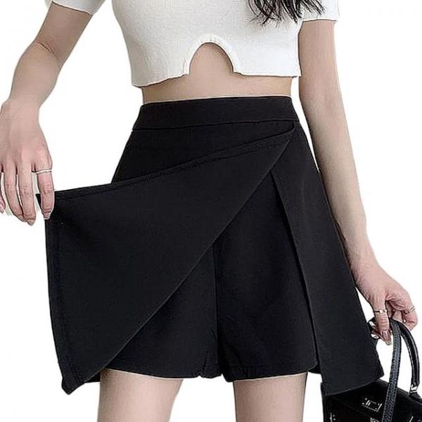 데일리 숏팬츠 밴딩 랩스커트 미니 트임 치마바지