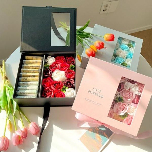 비누꽃 플라워 카네이션 용돈박스 3컬러 어버이날 부
