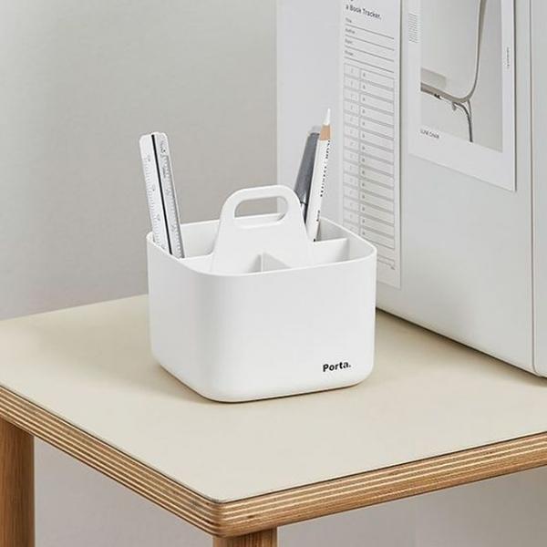 깔끔한 미니 4칸 칸막이 손잡이 연필꽂이 3P 바스켓