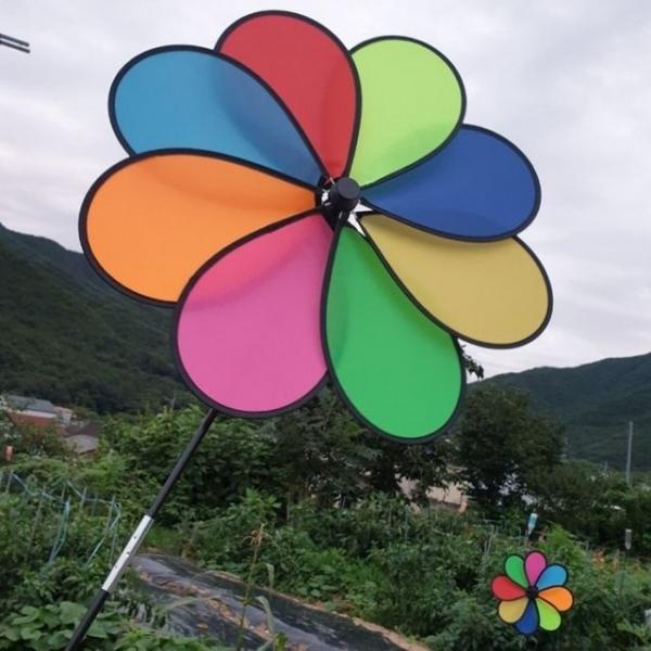 직경 50 레인보우 정원 데코 대형 바람개비 스피너