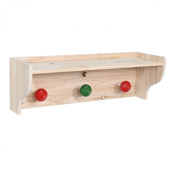 삼나무 원목 다용도 벽선반 옷걸이 60 1P 행거 선반