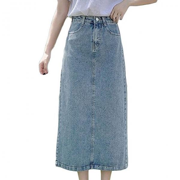 캐주얼 데님 롱치마 여자 여름 뒤트임 롱스커트