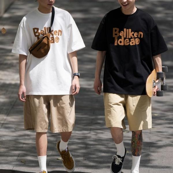 레터링 캐주얼 라운드 면반팔티