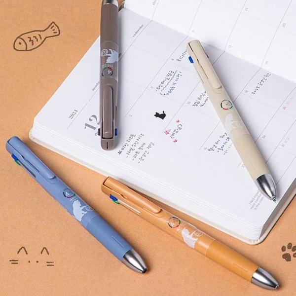 제브라 블렌 4색 고양이 멀티 볼펜 0.5mm 1P 필기도구