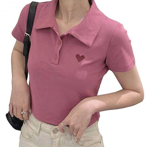 여자 크롭 카라 티셔츠 데일리 신상 여름 반팔티