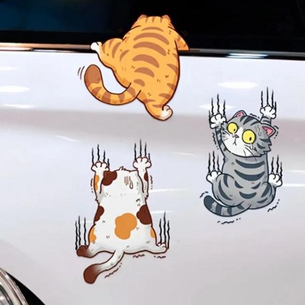 차흠집 스크래치 튜닝 차량용 데칼스티커 고양이 익스