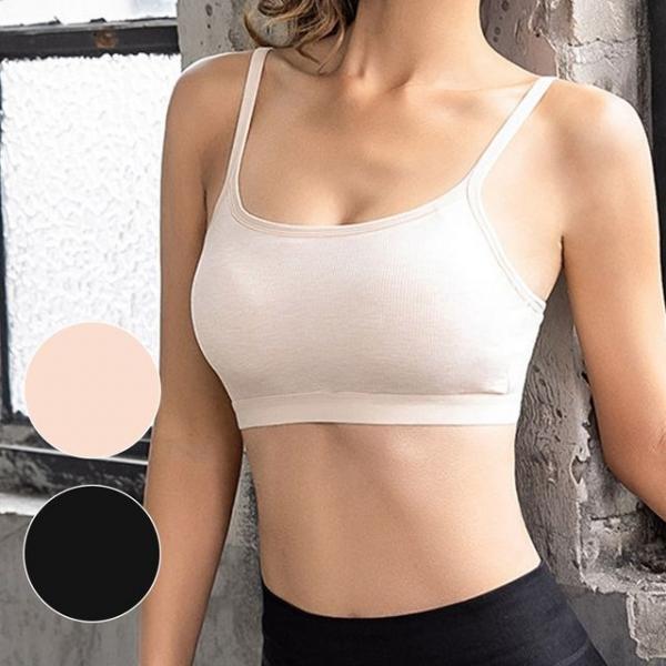 노와이어 스포츠 브라탑 요가 심리스 뽕브라 2컬러