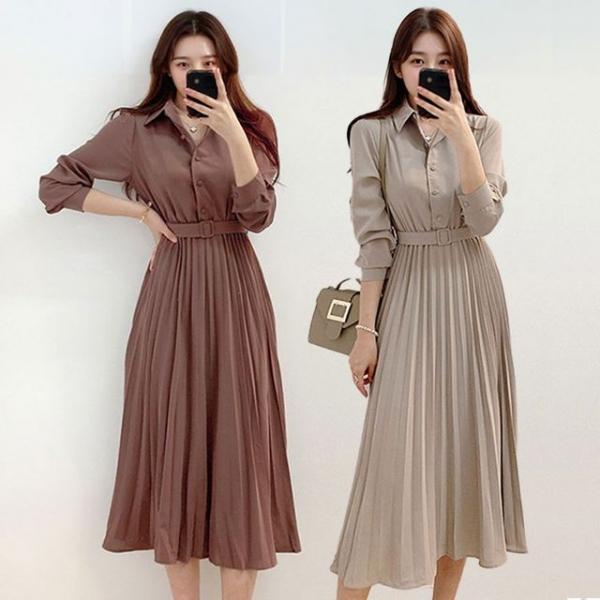 플원피스 허리벨트 하객 롱 정장l