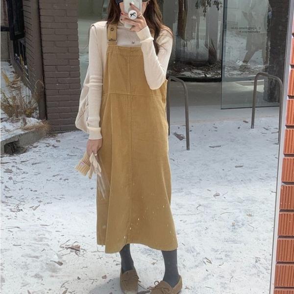 코듀로이 멜빵 원피스