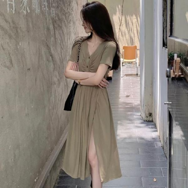 브이넥 랩스타일 원피스