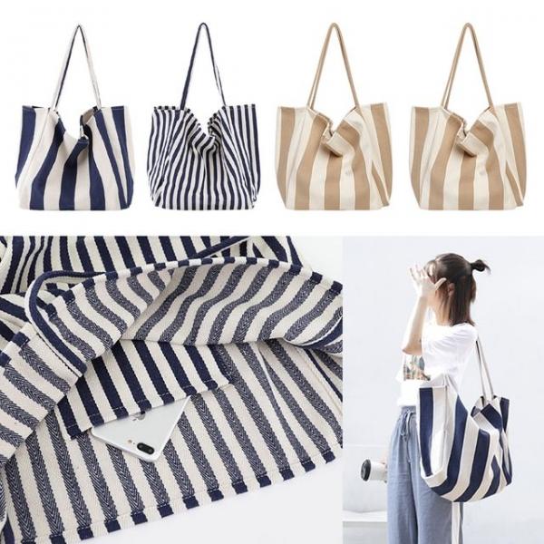 23BA02 스트라이프 캔버스백