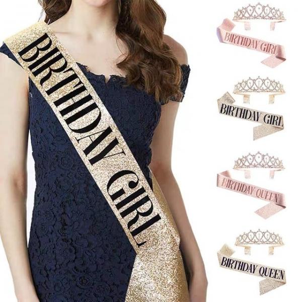 생일왕관 어깨띠 공주세트 파티 장식 머리띠 데코용