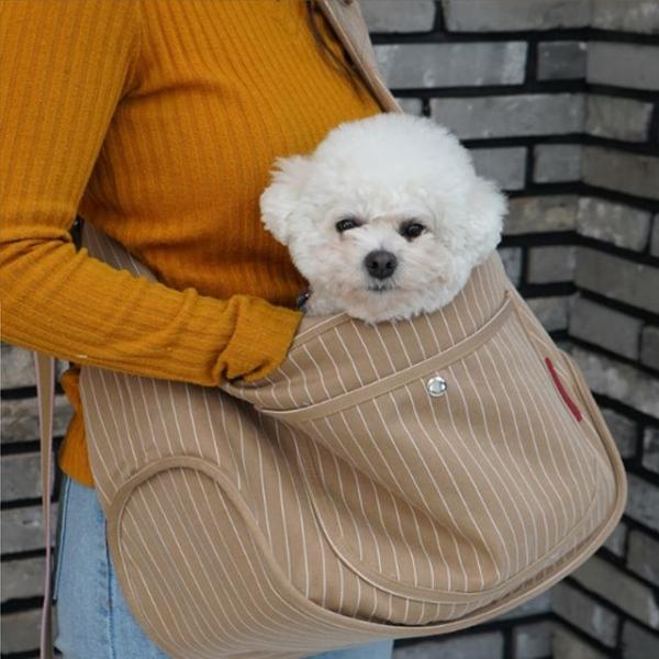 강아지 넉넉한 슬링백 브라운 1P 하드평판 외출 이동